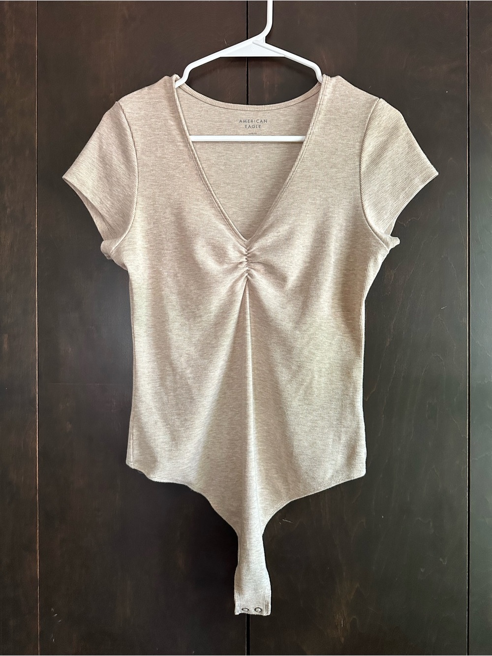 American Eagle Outfitters V-Neck Short Sleeve Bodysuit